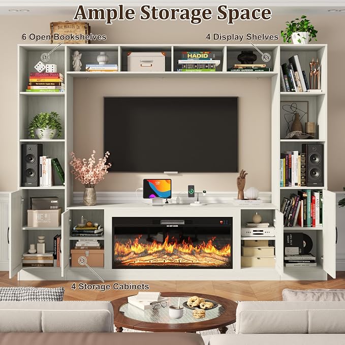 103" Fireplace TV Stand with 40" Electric Fireplace, Farmhouse TV Stand with - Image 6