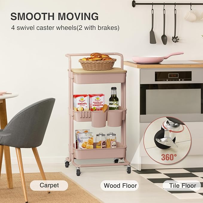 DTK 3 Tier Rolling Utility Cart - Image 4