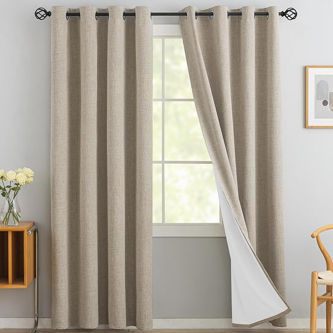 Yakamok Natural Linen Textured Curtains 96 Inches Long by Yakamok
