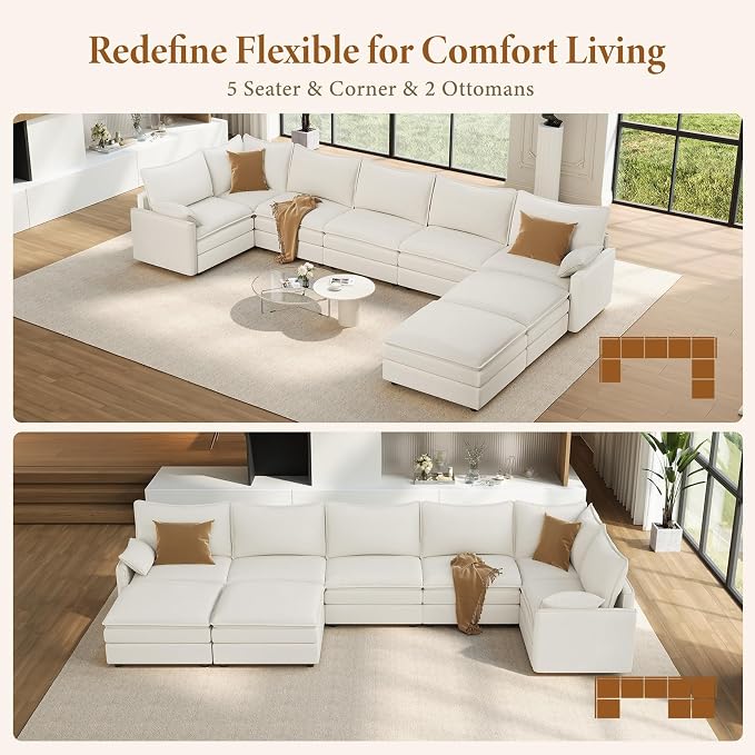 Vesgantti Large Modular Sectional Sofa, Big Comfy Cloud Couch - Image 7
