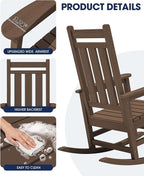 KINGYES Oversized Outdoor Rocking Chair, All-Weather Patio Rocking Chairs - Image 7
