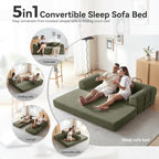 Sleeper Sofa, Comfy Convertible Folding Couch-Futon-Corduroy Fabric Sleeper - Image 4