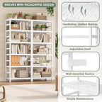 FOTOSOK 6-Tier Bamboo Shelf Set of 2, Bamboo Bookcase - Image 6