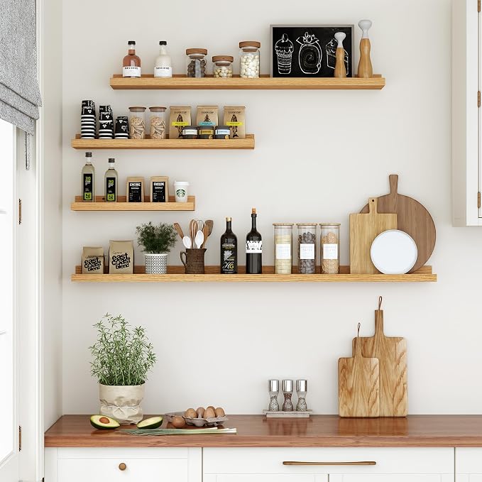 Floating Shelves for Wall, 36 inch Wood Floating Shelves Set of 2, Picture - Image 4