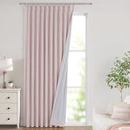 Vision Home Soft Pink Pinch Pleated Full Blackout Curtains Linen Blended Room by VisionHome