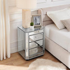 3-Drawer Mirrored Nightstand Bedside Table, Modern Mirrored End Side Table - Image 3