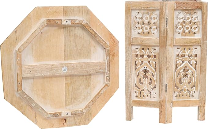 Side Tables– Hand Carved Vintage Boho Folding End Tables - Image 5