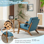 VINGLI Solid Wood Wide Armrests Accent Chair, Upholstered Mid Century Modern - Image 4