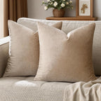 GIGIZAZA Taupe Velvet Pillow Covers 22x22 Decorative Pillows Pack of 2 | - Image 6