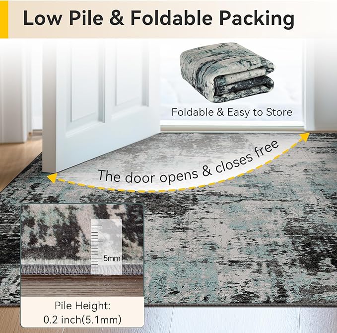 RELEANY Washable 2'x3' Abstract Area Rug - Image 6