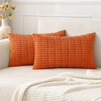 MIULEE Fall Lumbar Corduroy Decorative Throw Pillow Covers 12x20 Orange | Pack by MIULEE