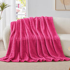BEDELITE Ribbed Twin Blanket for Couch & Bed, Hot Pink, Warm Yet Lightweight - Image 8