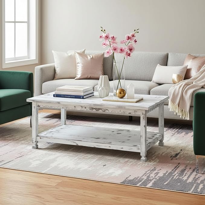 Country Cottage 42-Inch Farmhouse Coffee Table - Image 2