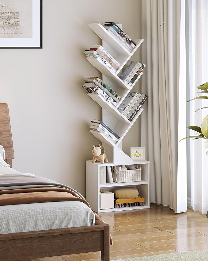 SUNMORY 6 Tier Tree Bookshelf, Tall Bookcase - Image 2