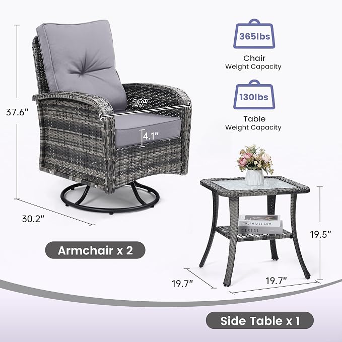 wildformers Luxury Outdoor Swivel Wicker Glider Patio Chairs - Image 7
