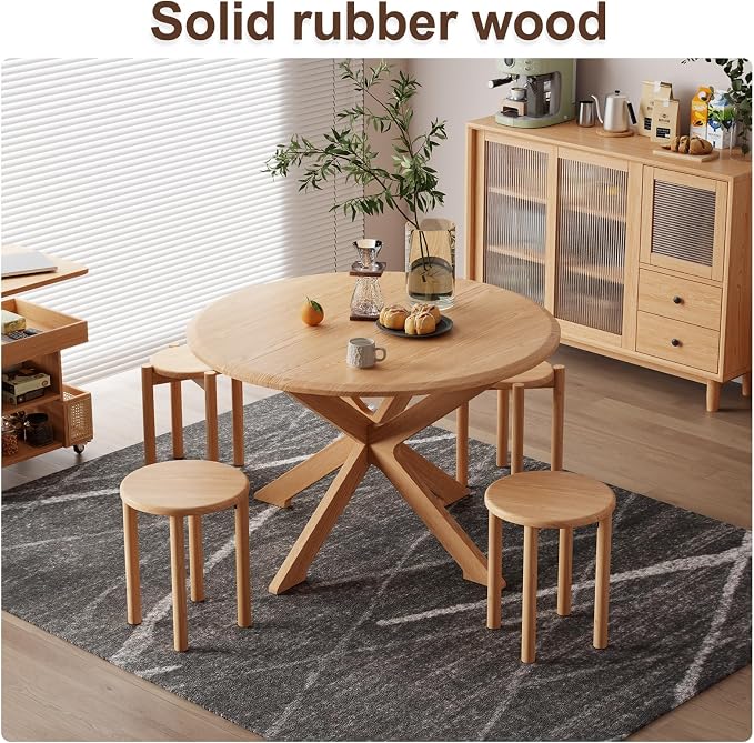Stackable Stools Set of 4, 100% Solid Wood Stool No Installation Required - Image 6