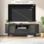 63" Fluted TV Stand for Tvs up to 70", Mid-Century Modern Entertainment Center - Image 3