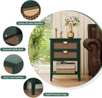 22" Green Accent Side Cabinet, Boho Storage Cabinet - Image 5