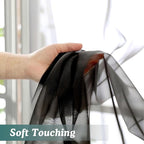 Chyhomenyc Extra Long Black Sheer Curtains 144 inch 2 Panels, Translucent - Image 8