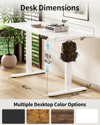 BIZUM Electric Standing Desk 60 x 24 Inch Computer Desk-Gaming Desk White Home - Image 3