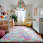 Amdrebio Rainbow Unicorn Pastel Shag Area Rug 5x7 - Image 5