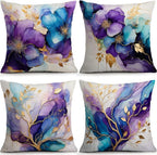 OBSEDE Decorative Throw Pillow Covers Set of 4, 18x18 Inch Purple and Blue by OBSEDE