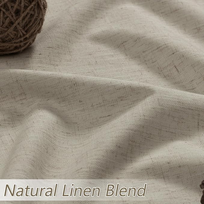 100% Blackout Linen Curtains for Bedroom 90 inches Long, Thermal Insulated Room - Image 3