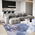 Area Rug 4x6 Dark Blue Rug Washable Boho Rugs Non Slip Low Pile Abstract Small - Image 3