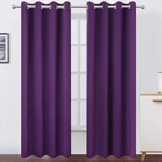 Purple Blackout Curtains 52 x 84 Inch Length/Set of 2 Curtain Panels/Thermal by Lemomo