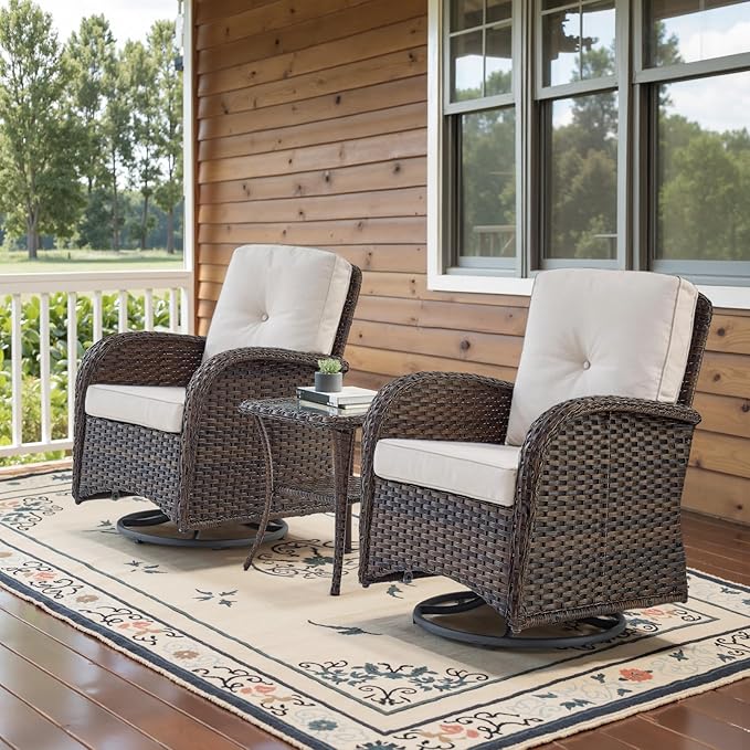 Belord Patio Wicker Chairs Swivel Rocker by Belord