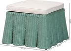 Bali & pari Palm Bohemian Seafoam Green Scallop Rattan Ottoman - Image 3
