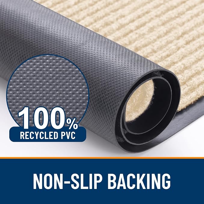 OLANLY 2-Pack Front Door Mats 47x32, Waterproof Heavy-Duty Doormats | Beige - Image 3