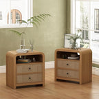 Oak&Sparrow Rattan Nightstand Set of 2, 23.6'' Rattan End Table by OakSparrow