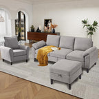 79" Convertible Sectional Sofa Set, Modern Linen Small L Shaped Couch - Image 2