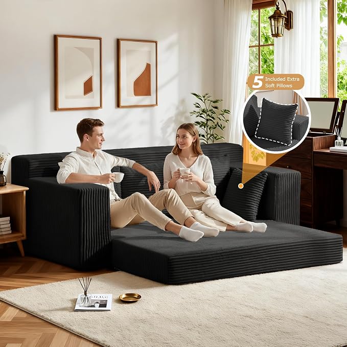 Convertible Sofa Bed, Pull Out 3 Seater Sleeper Sofa - Image 4