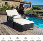 COSTWAY PE Rattan Chaise Lounge Chair, 6 Gear Adjustable Recliner - Image 3
