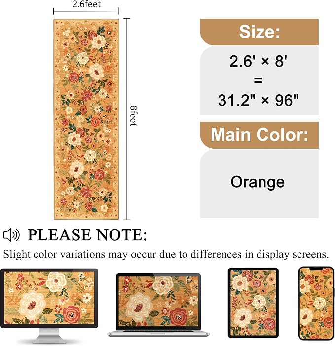 DUKINO 2.6x8 Runner Rug, Washable Runner Rug - Image 2