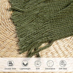 lifein Throw Blanket for Couch, Soft Green Boho Decor Bed Throw, Cozy Knitted - Image 5