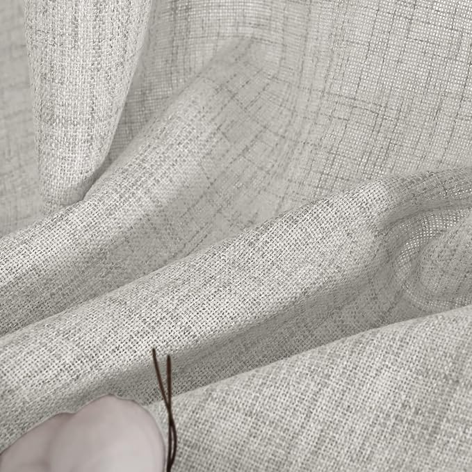 YoungsTex Linen Curtains 54 Inch Length Light Grey Textured Curtains - Image 9