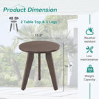 Outdoor Side Table, HDPS Outdoor Table, Small Round Side Table Weather-Resistant - Image 3
