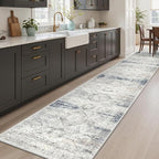 Soalmost Runner Rug 2x12 Washable Hallway Kitchen Runners Blue/Ivory | Non-Slip - Image 2