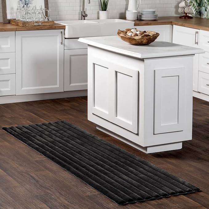 nuLOOM Kai Charcoal Striped Washable Runner Rug by nuLOOM