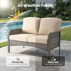 Weaxty Wicker Patio Furniture Set High Back Loveseat Sofa Couch Armchair Coffee - Image 7