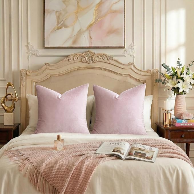 GIGIZAZA Sweet Lilac Velvet Throw Pillow Covers Big 26x26 Pack of 2 | - Image 6