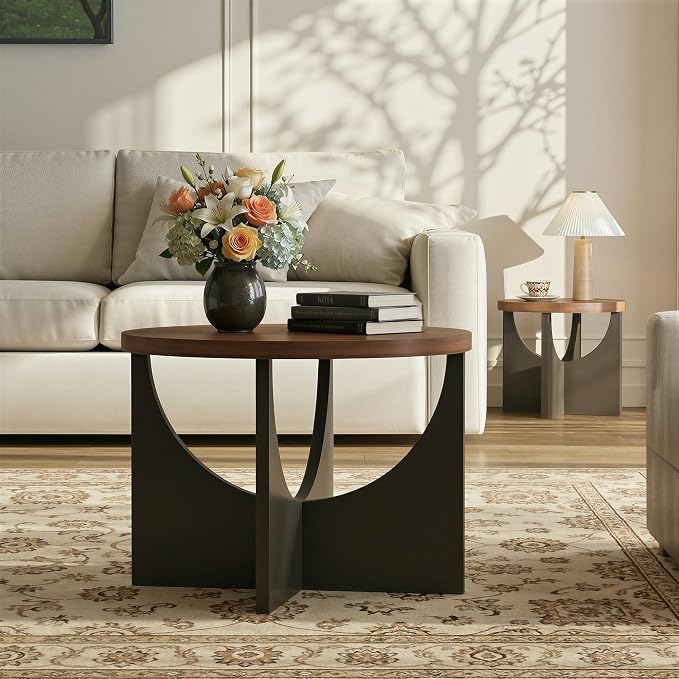 LIKIMIO Nesting Coffee Tables Set of 2, 23.6" Small Round Side Tables - Image 4
