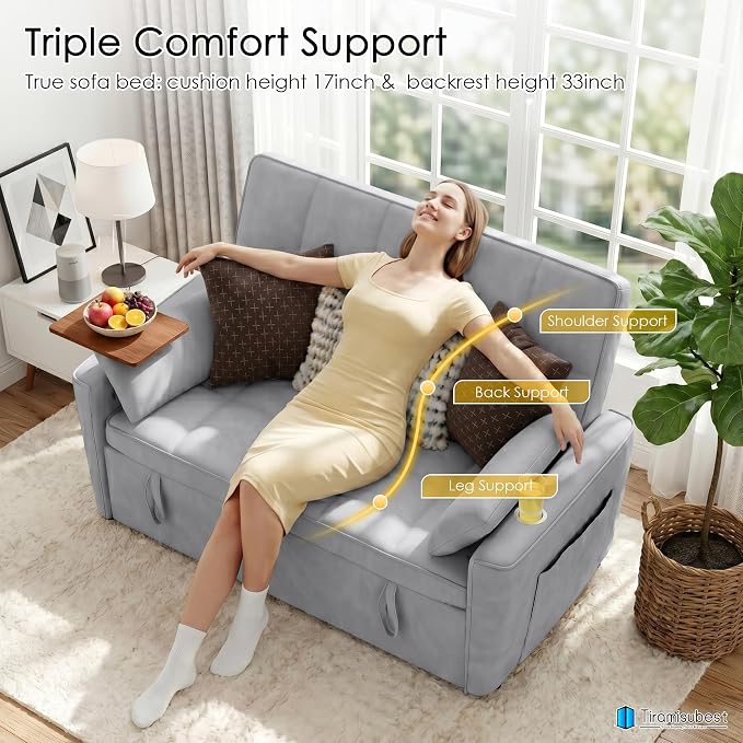 54'' Sleeper Sofa Bed, Convertible Pull Out Couch Futon - Image 5