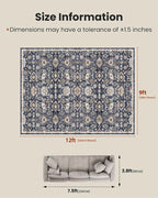 AMADA HOMEFURNISHING 9x12 Washable Area Rug, Low-Profile Large Area Rug - Image 2