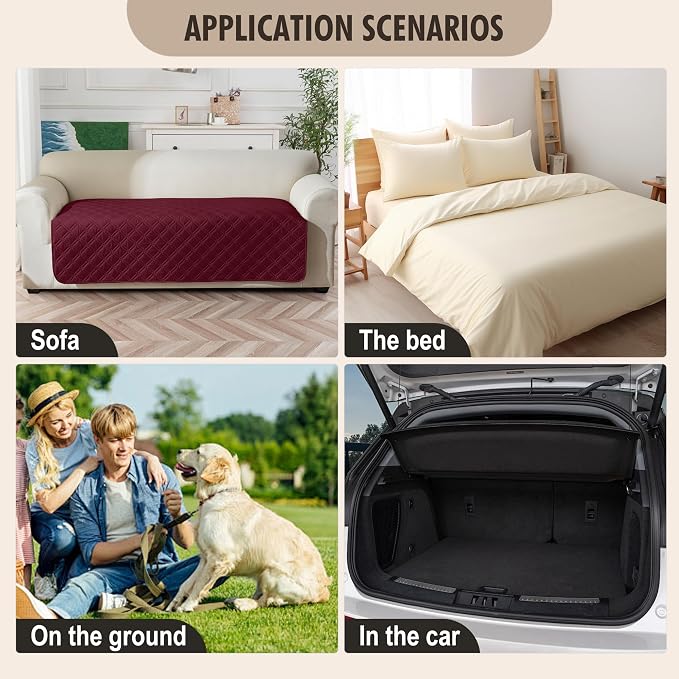Genina Waterproof Couch Cover, Washable Anti-Slip 67 inch Sofa Covers - Image 5