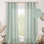 Light Sage Linen Curtains 84 inch Length 2 Panels Set, Linen Textured Light by LAMIT