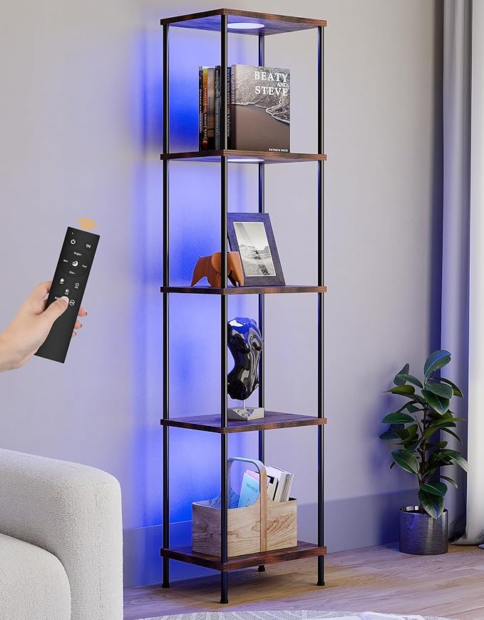 Display Shelf with RGBW Light, Color Changing Curio Cabinet Floor Lamp with by PARTPHONER